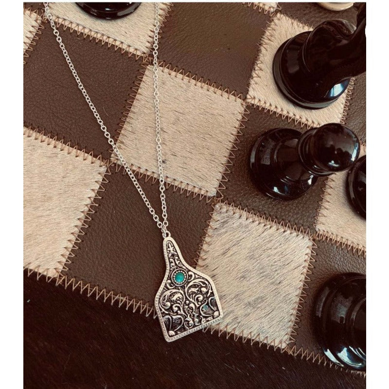 Wholesale Vintage Carved Turquoise Alloy Necklaces